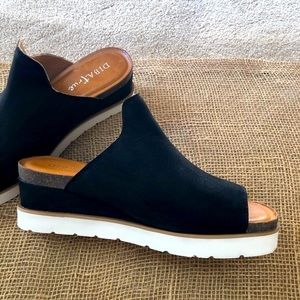 Diba True Glad Lee Black Wedge Platform Slide